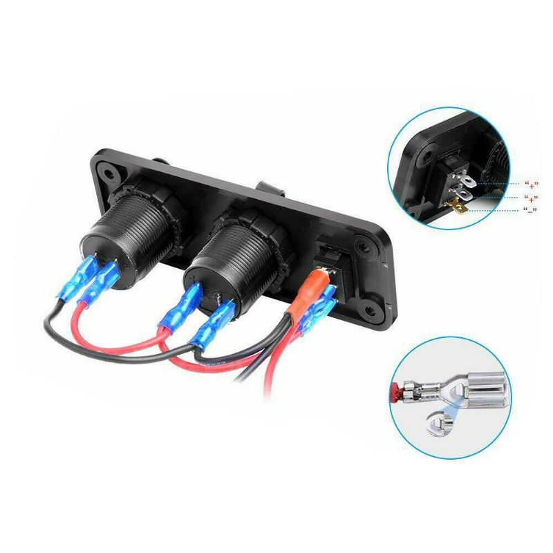 3 U 1 Dual Usb Punjač Led Voltmetar 12v 24v Utičnica Za Uključivanje/isključivanje Ploča S Prekidačem Black Marine Usb Brod Pomorski Motocikl Auto