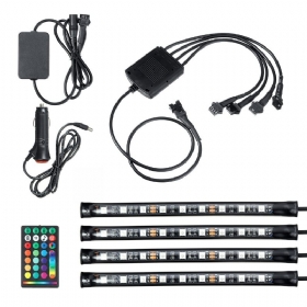 4pcs 9led Rgb Trakaste Svjetiljke Podsvjetleće Podvozje Daljinski Upravljač Dekorativna Podna Atmosferska Traka Unutarnja Svjetiljka