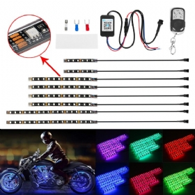 8pcs Motociklistička Bluetooth Aplikacija Led Svjetlosna Traka Komplet Daljinskog Upravljača Bljeskajuća Svjetiljka