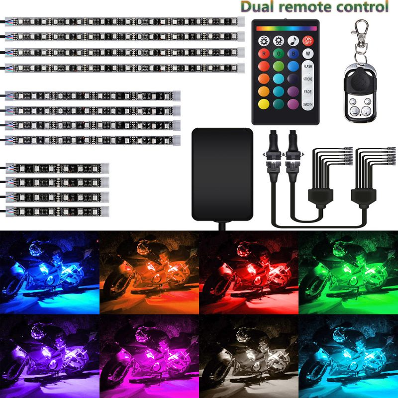 Ambother 12v 12 Kom 18 Boja Rgb Led Svjetlo S Efektom Stijene Vodootporni Komplet Glasovni Daljinski Upravljač Za Motocikl Bicikl Auto