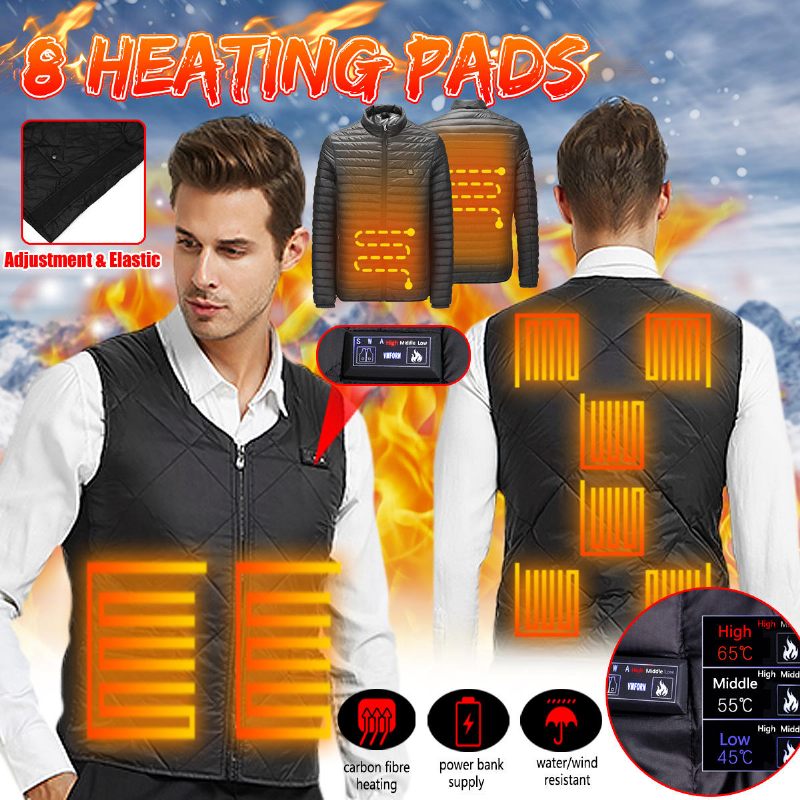 Dual Buttonelectric Usb Down Vest Jakna Grijana Podešavanje 8 Grijaćih Jastučića Ploče Za Kuhanje Perive Zimske Tople 3 Temperature