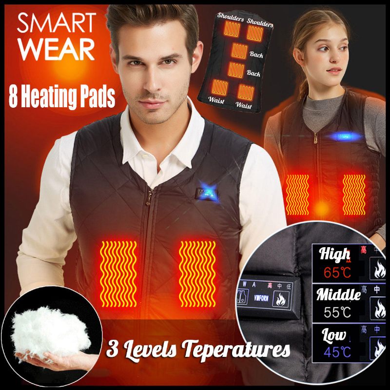 Dual Buttonelectric Usb Down Vest Jakna Grijana Podešavanje 8 Grijaćih Jastučića Ploče Za Kuhanje Perive Zimske Tople 3 Temperature