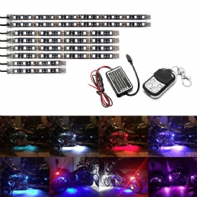 Kompleti Led Svjetala Za Motocikle Od 8 Komada Trake Dc 12-voltna Vodootporna Rgb Višebojna Podsjajna Neonska Atmosferska Svjetla S Efektom Zemlje S Daljinskim Upravljačem I Ljepljivim Kopčama