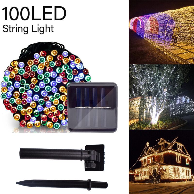 100led 12m Solarna Energija Fairy String Lights Dekoracija Vrta Za Božićne Zabave Na Otvorenom