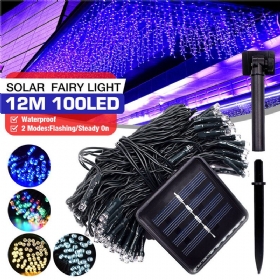 100led 12m Solarna Energija Fairy String Lights Dekoracija Vrta Za Božićne Zabave Na Otvorenom