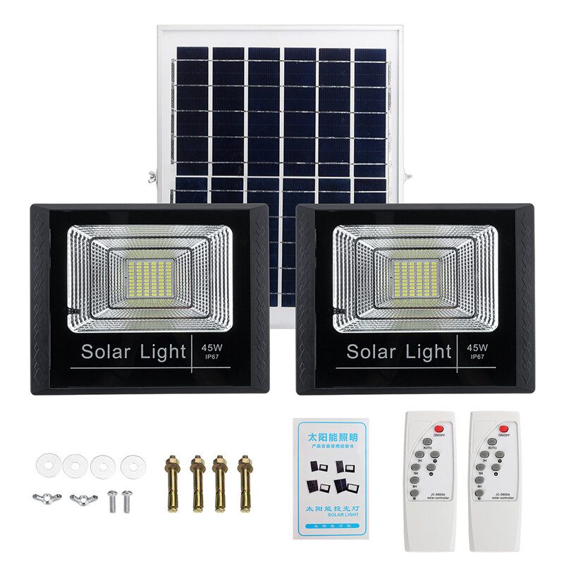 10w 25w 45w 65w Solarni Panel S 2 Zidne Svjetiljke Vodootporni Daljinski Upravljač Reflektor Park Dvorište Prilaz