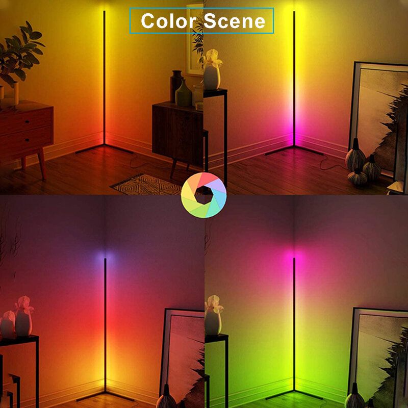 1.1/1.4/1.6m Rgb Kutna Podna Svjetiljka Moderna Boja Daljinsko Minimalističko Led Stojeće Svjetlo