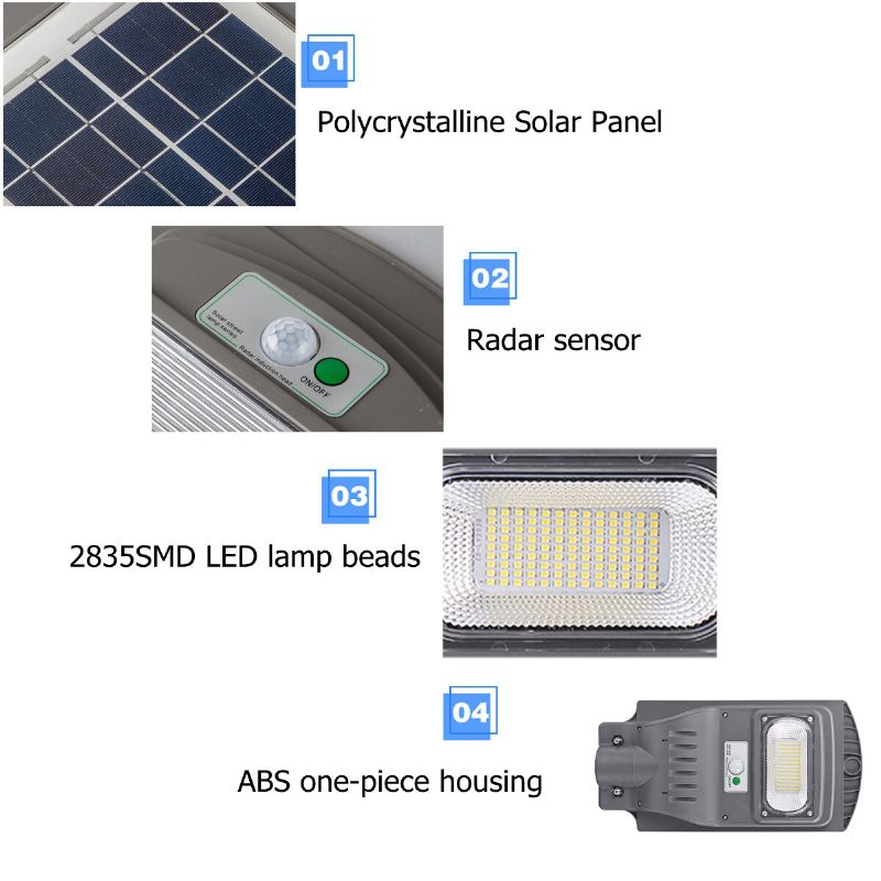 120/240/360w Led Zidna Ulična Rasvjeta Solarna Energija Senzor Pokreta Svjetiljka Vrtni Daljinski