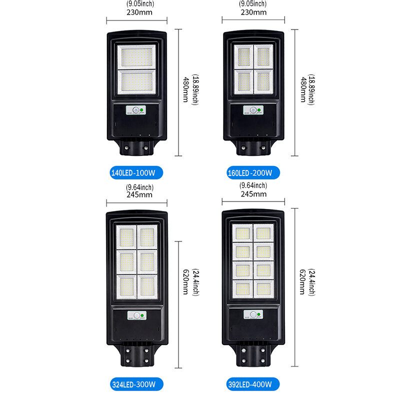 140/160/324/392led 100/200/300/400w Led Solarni Panel Ulična Rasvjeta Pir Zidna Svjetiljka Sa Senzorom Pokreta + Daljinski Kućni