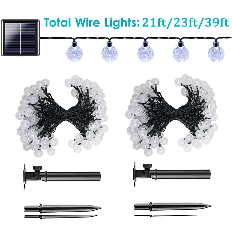 2 Kom 30led/ 100led Solarne Žičane Kuglaste Svjetiljke Za Vanjske Vodootporne Bijele Vrtne Dekoracije