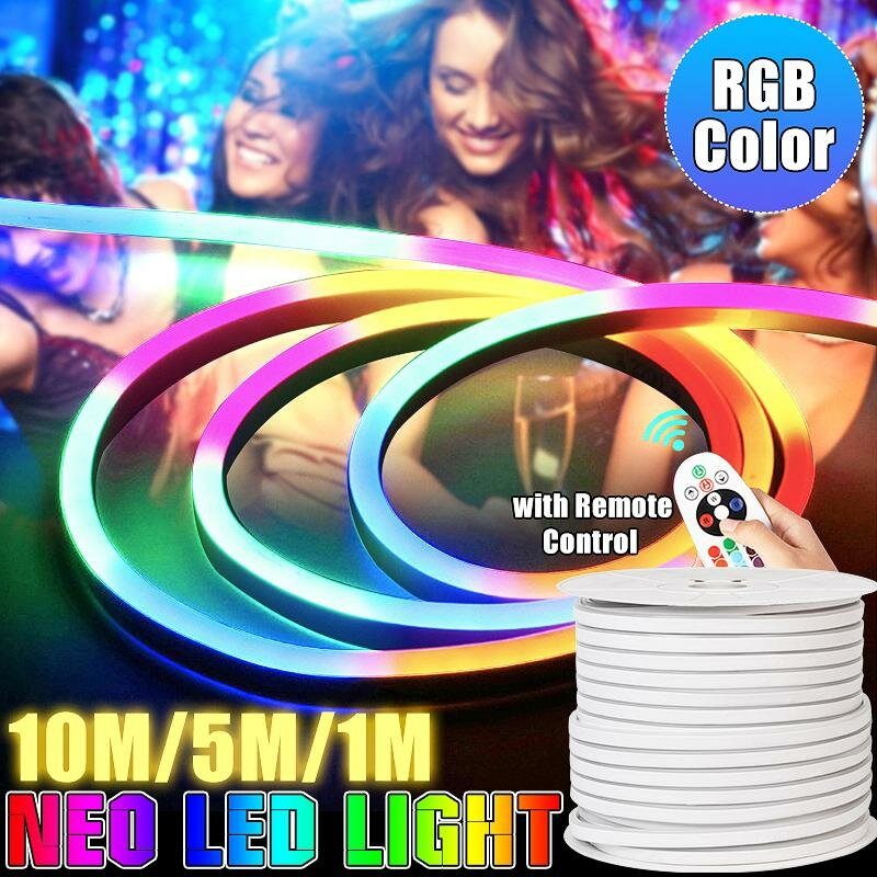 220v Led Traka 8*16mm Rgb Neonska Savitljiva Svjetiljka Od Užeta 1/5/10m Vodootporna Led 5050 Led Cijev Ip65 Žičana U Više Boja Za Kućni Diy Božićni Dekor