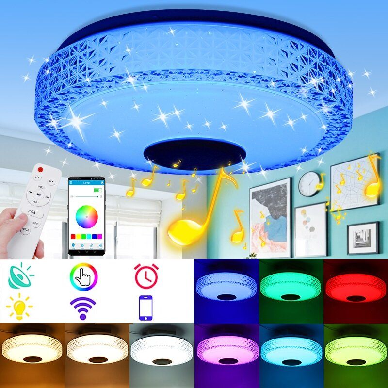 220v Rgb Led Glazbena Stropna Svjetiljka S Mogućnošću Prigušivanja Bluetooth App+daljinski Upravljač Kuhinja Spavaća Soba