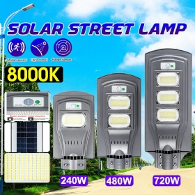 240w 480w 720w Led Ulično Svjetlo Siva Školjka 2835 Solarna Svjetiljka Pir Senzor Pokreta Vodootporna Vrtna Rasvjeta