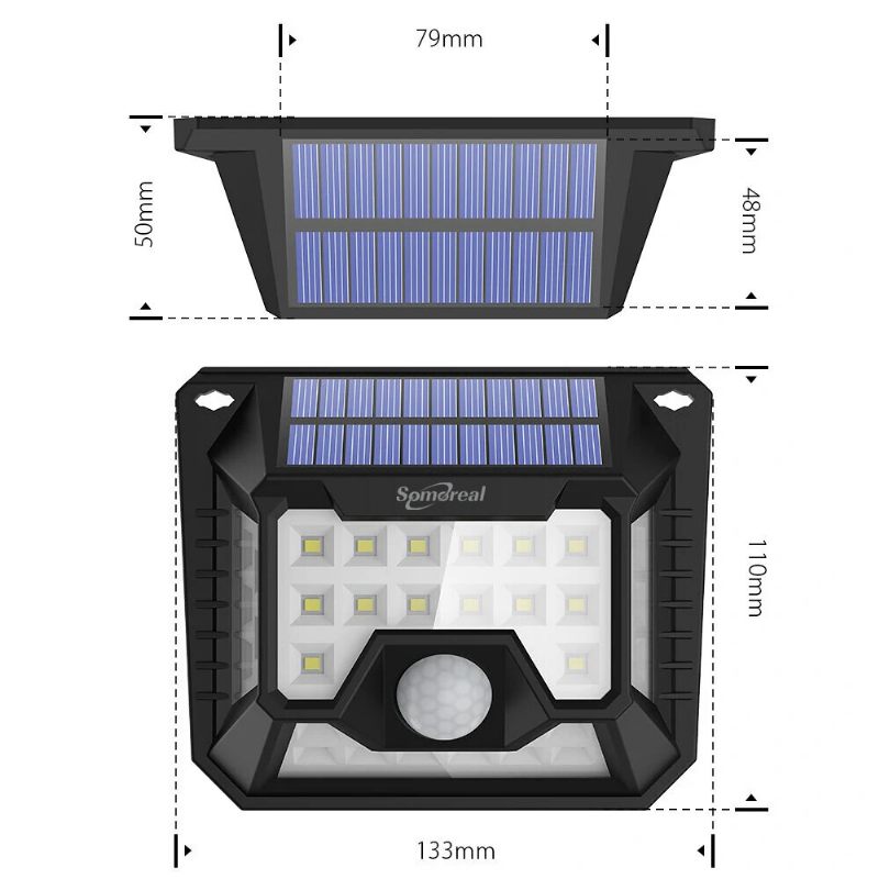 2pcs Somoreal Sm-olt3 Vanjska Solarna Svjetla 32 Led 120°pir Senzor Širokokutna Vodootporna Zidna Svjetiljka Za Vrtnu Stazu Sigurnosna Za Dvorište