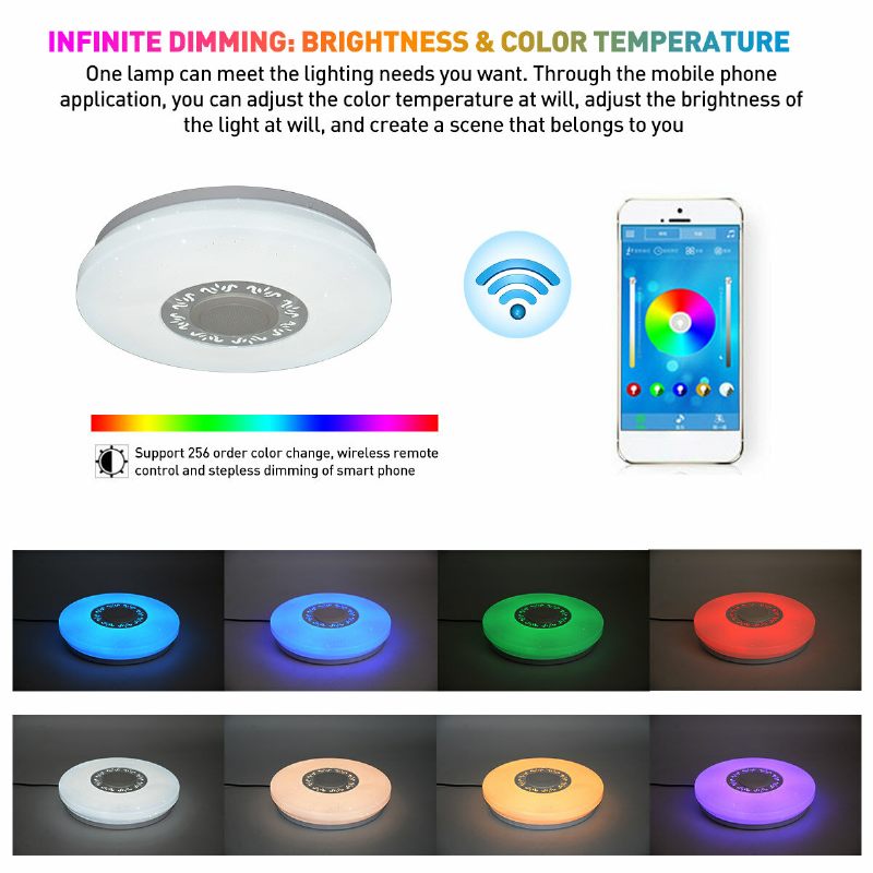 34cm Rgb Led Glazbena Stropna Svjetla Kućna Rasvjeta App Bluetooth Svjetlo Lampe Za Spavaću Sobu Pametna Svjetiljka + Daljinski Upravljač