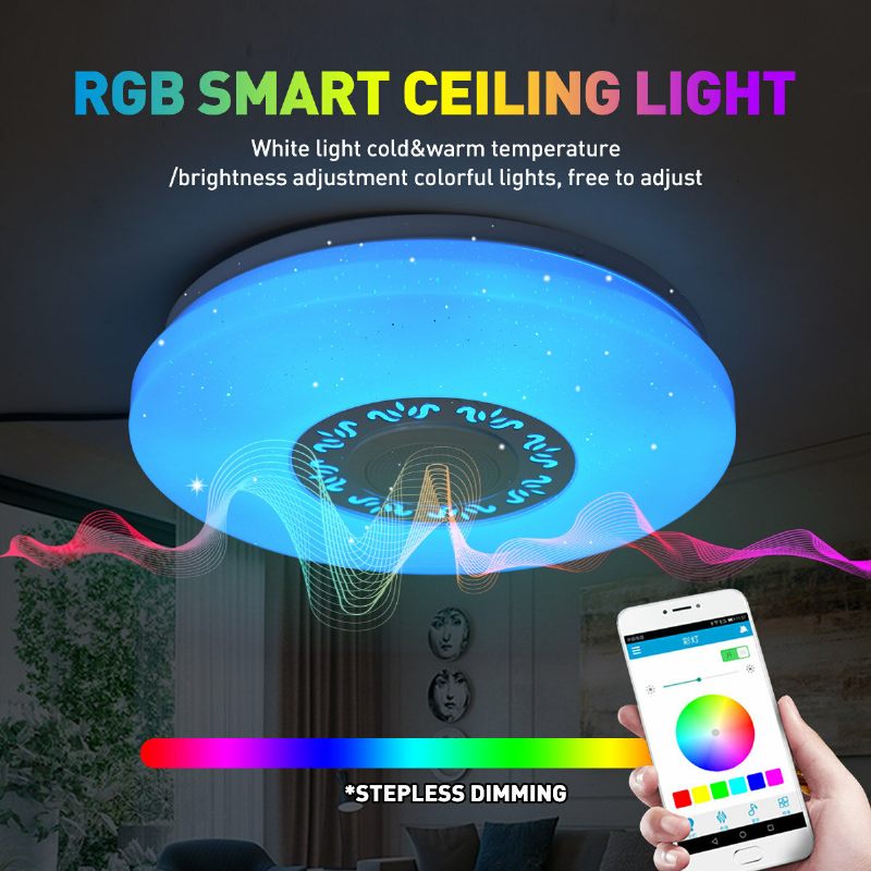 34cm Rgb Led Glazbena Stropna Svjetla Kućna Rasvjeta App Bluetooth Svjetlo Lampe Za Spavaću Sobu Pametna Svjetiljka + Daljinski Upravljač