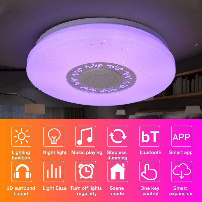 34cm Rgb Led Glazbena Stropna Svjetla Kućna Rasvjeta App Bluetooth Svjetlo Lampe Za Spavaću Sobu Pametna Svjetiljka + Daljinski Upravljač