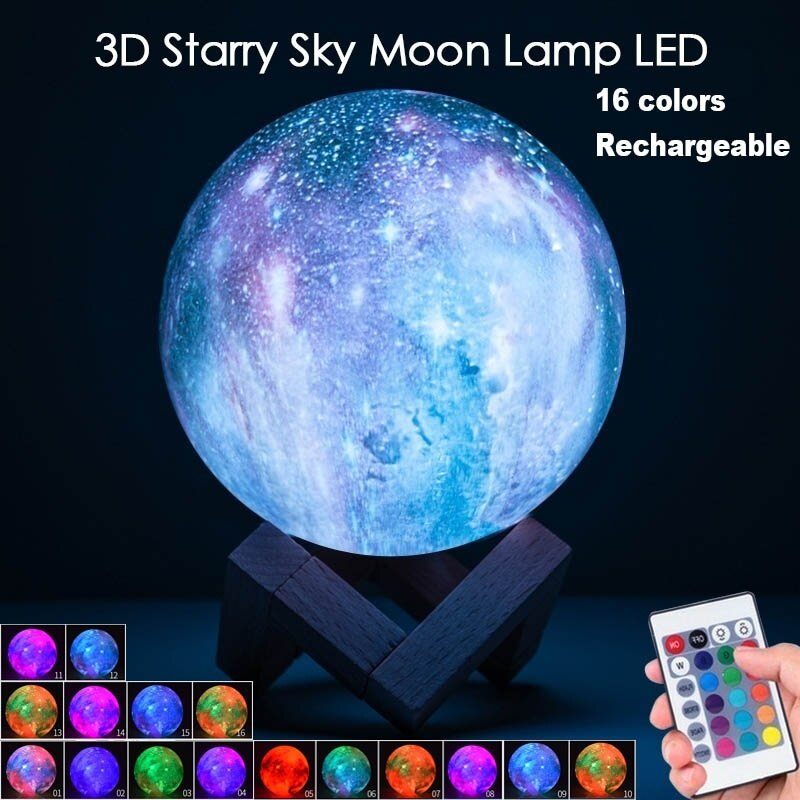 3d Čarobna Lunarna Mjesečeva Lampa Usb Led Noćno Svjetlo Senzor Na Dodir Galaxy Sky Moonlight