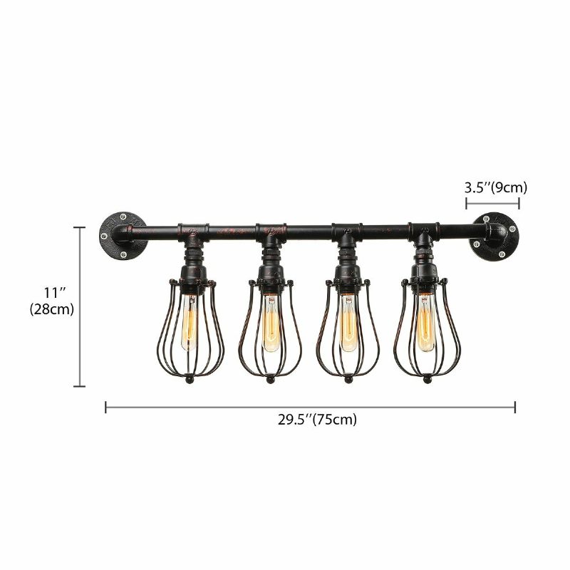 4 Glave E27 Retro Industrijski Stil Zidna Svjetiljka Vodena Cijev Kućni Dekor