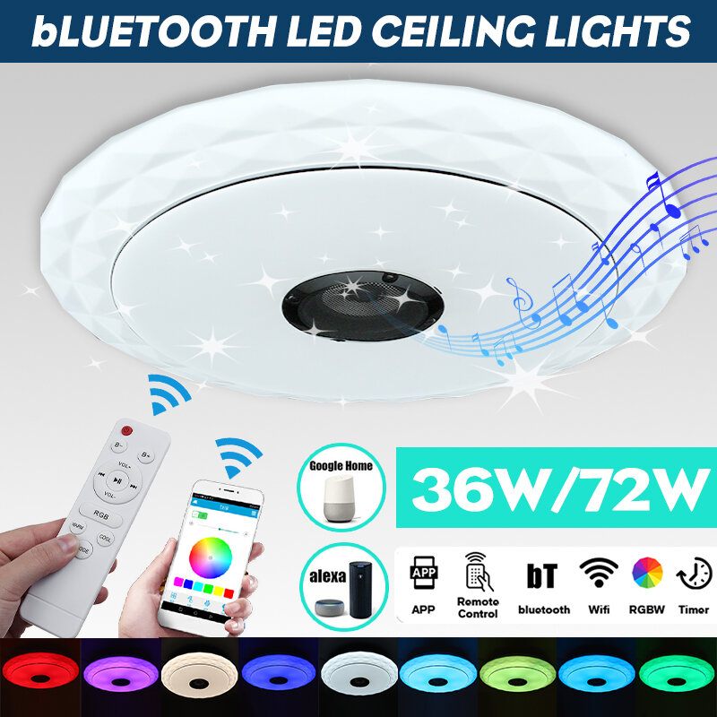 45 cm Wifi Led Stropna Svjetiljka Rgb Bluetooth Glazbeni Zvučnik Prigušiva Lampa App