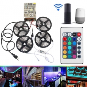 4pcs 5m Nevodootporan Smd2835 Rgb Alexa App Home Wifi Control Smart Led Strip Light Kit Ac110-240v