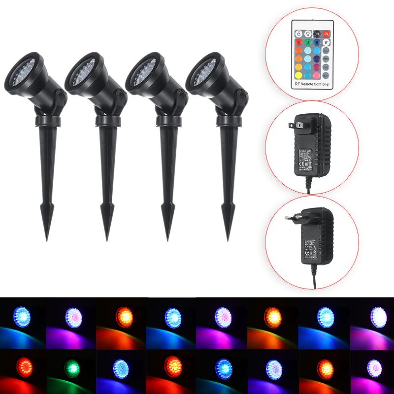 4pcs Infracrveni Daljinski Upravljač Zemaljski Reflektor 36*4led 3w*4 Svjetlo Za Travnjak F5 Plavo Crveno Zeleno Perle Svjetiljke