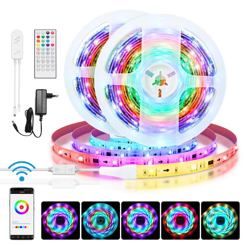 5m/10m Ugrađeni Ic Smart Wi-fi Rgb Magic Led Strip Svjetlo + 40 Tipki Ir Daljinski Upravljač Rad S Alexa Google Pomoćnikom Božićni Ukrasi Božićna Svjetla