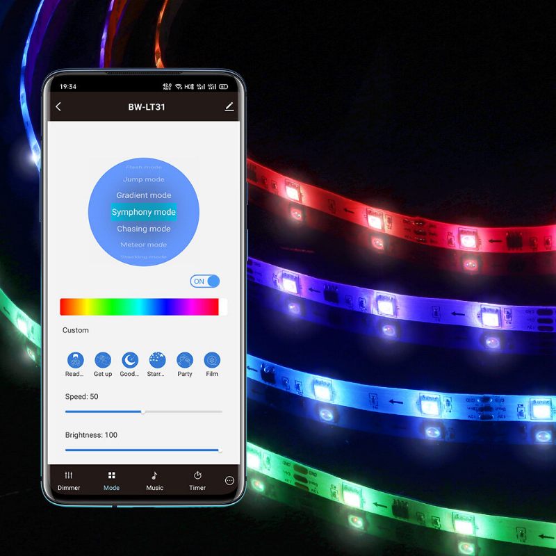 5m/10m Ugrađeni Ic Smart Wi-fi Rgb Magic Led Strip Svjetlo + 40 Tipki Ir Daljinski Upravljač Rad S Alexa Google Pomoćnikom Božićni Ukrasi Božićna Svjetla