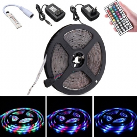 5m 3528 Vodootporna Rgb Fleksibilna Led Traka + Ir Kontroler + 44 Tipke Daljinski Upravljač + Eu Us Utikač