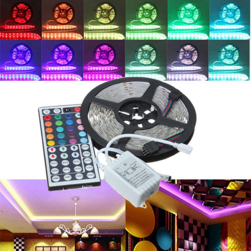 5m Rgb 5050 Smd Nevodootporan 300 Led Svjetlosni Traka Dc 12v + 44 Tipke Ir Daljinski Upravljač