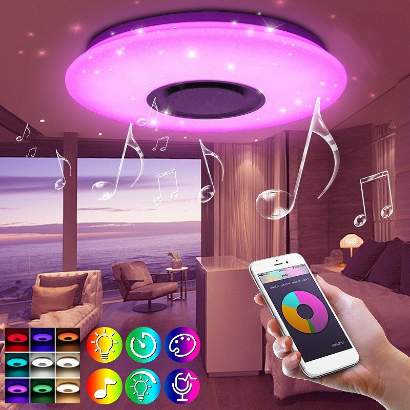 60w Ac220v 102led Zvjezdani Abažur Led Inteligentna Stropna Svjetiljka Bluetooth Music Smart Ceiling Light App+daljinski Upravljač