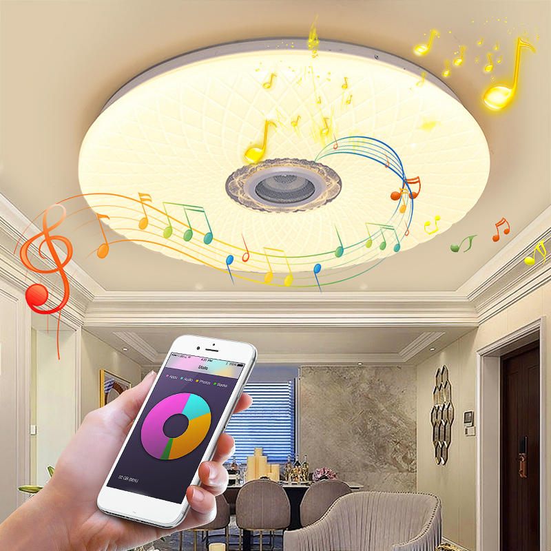 60w Pametno Led Stropno Svjetlo Rgb Bluetooth Glazbeni Zvučnik Prigušiva Lampa App Daljinski