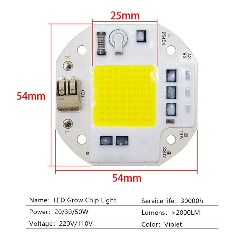 Ac110v/220v Cob Led Čip Za Rasvjetu Punog Spektra 380-780nm Sadnica Biljaka