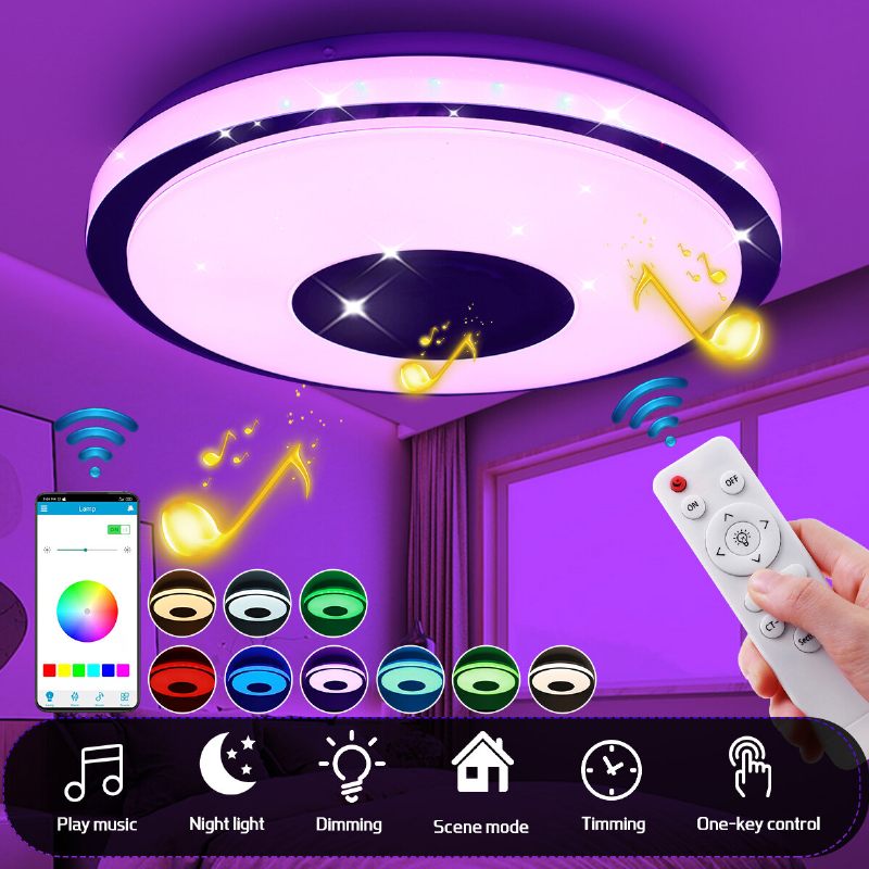 Ac220v/110-240v 38cm Led Rgb Glazbena Stropna Svjetiljka Bluetooth App+daljinski Upravljač Kuhinja Spavaća Soba Kupaonica