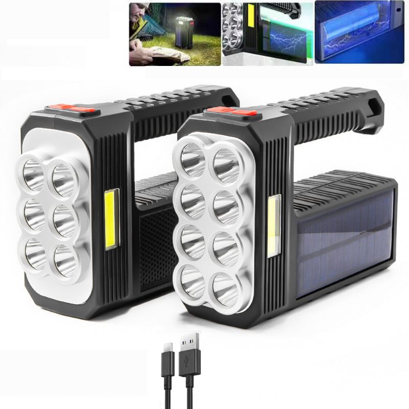 Bikight 8led+cob 4moda Super Svijetla Prijenosna Solarna Svjetiljka Usb Punjivi Indikator Napajanja Reflektor Vodootporan Jak