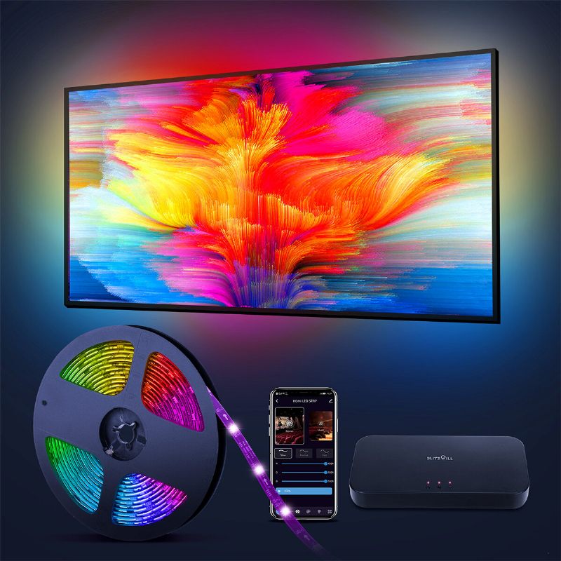 Blitzwill Bw-lb2 Wifi Tv Led Traka 5m Screen Sync & Music Tv Sa Svjetlosnom Trakom Na Istom Zaslonu Gola Ploča Magic Color S Control Boxom 2 Hdmi Kabela Smart Voice Napajanje 12v/3a