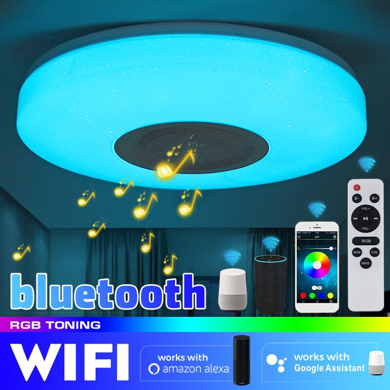 Bluetooth Wifi Led Stropna Rasvjeta Rgb Glazbeni Zvučnik Dimmable Lamp App Remote Room