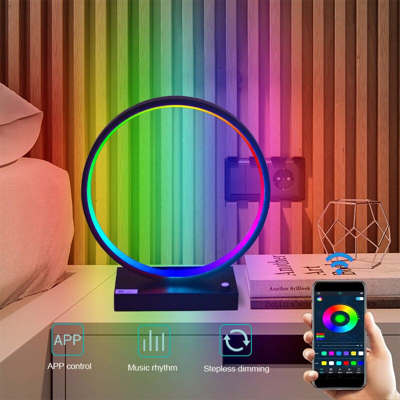 Kreativna Rgb Led Stolna Svjetiljka Smart Bedsidelight Inteligentna Rasvjeta Spavaća Soba Radna Atmosfersko Osvjetljenje Dnevne Sobe