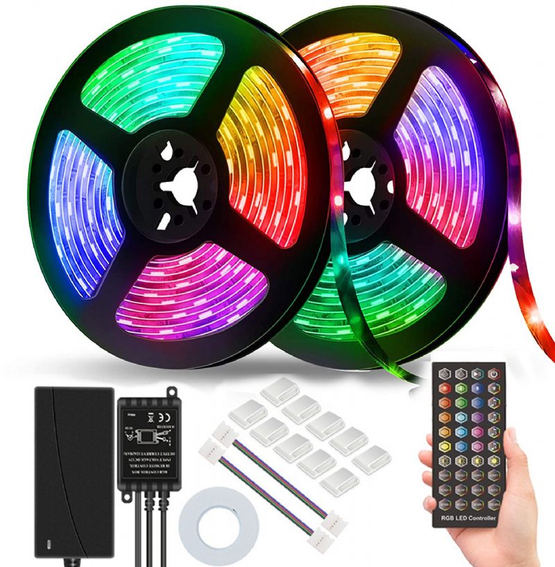 Dc12v 5m/10m 5050 Rgb Mjerač Vremena Led Svjetlo Vodootporno S 40keys Daljinskim Upravljačem + Glazbenim