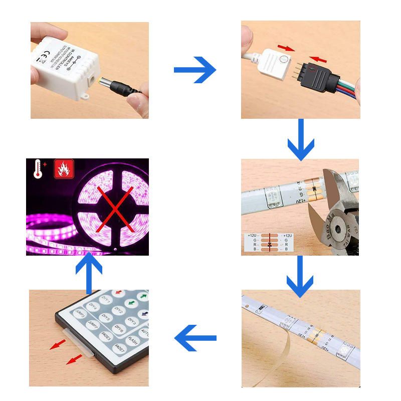 Dc12v 5m 2835 Smd Rgb Nevodootporna Led Traka + 24 Tipke Ili 44 Ir Daljinski Upravljač + Strujni Adapter