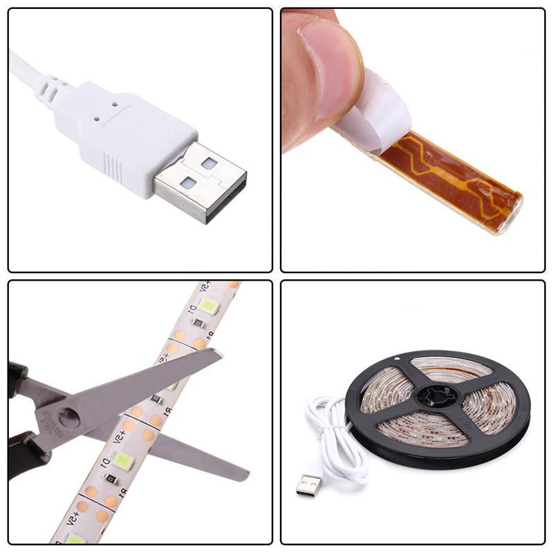 Dc5v 5m Usb 2835 Smd Čista Bijela Topla Crvena Plava Vodootporna Led Traka Tv Pozadinsko Osvjetljenje