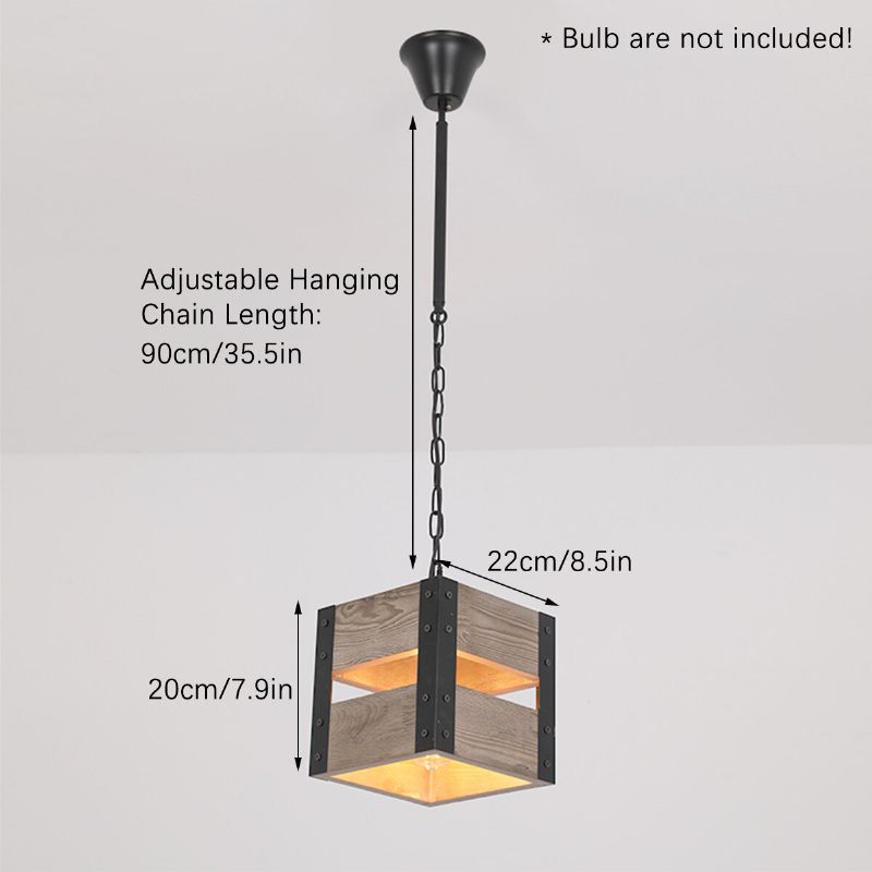 E27 Industrijska Drvena Visilica Stropna Svjetiljka Luster Kućno Uređenje Bez Žarulja
