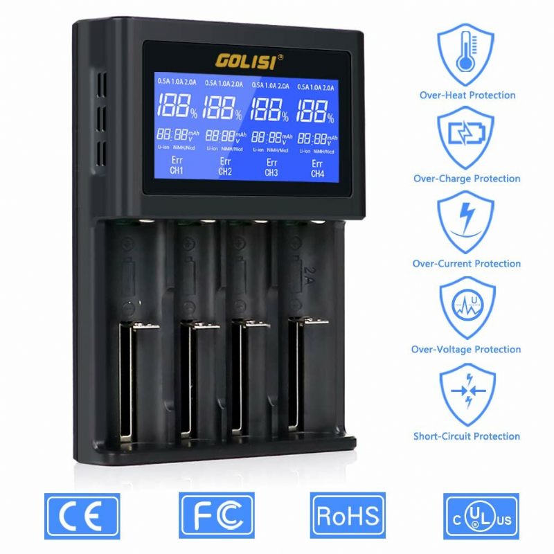 Golisi I4 Lcd Zaslon Usb Punjenje Inteligentni 2a Brzi Punjač Baterija Li-ion Nimh Baterije