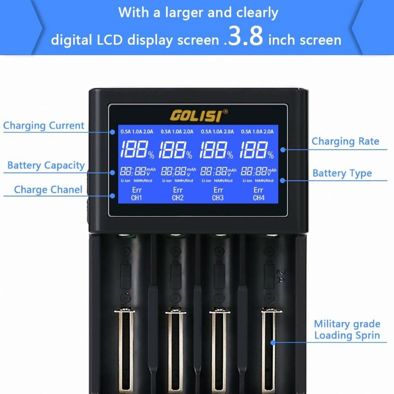 Golisi I4 Lcd Zaslon Usb Punjenje Inteligentni 2a Brzi Punjač Baterija Li-ion Nimh Baterije