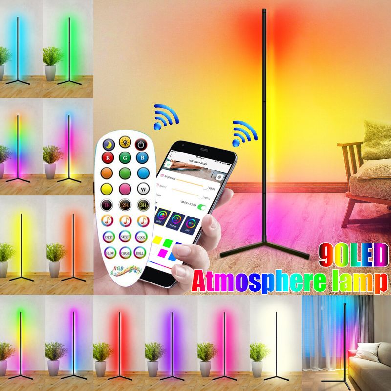 Kutna Podna Svjetiljka Rgb S Promjenom Boje S Prigušivanjem Led Bluetooth Ambijentalno Svjetlo