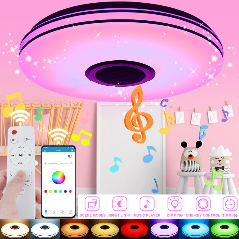 Led Rgb Glazbena Stropna Lampa Bluetooth App+daljinski Upravljač Dječja Soba Spavaca