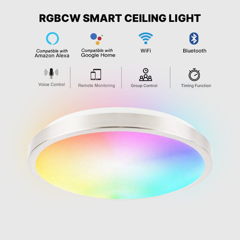 Lllinkin Sr01 15w/20w Rgb Wifi Smart Led Stropna Svjetiljka S Mogućnošću Prigušivanja App Kontrola Glasovna Radi S Alexa Google Assistant Tuya