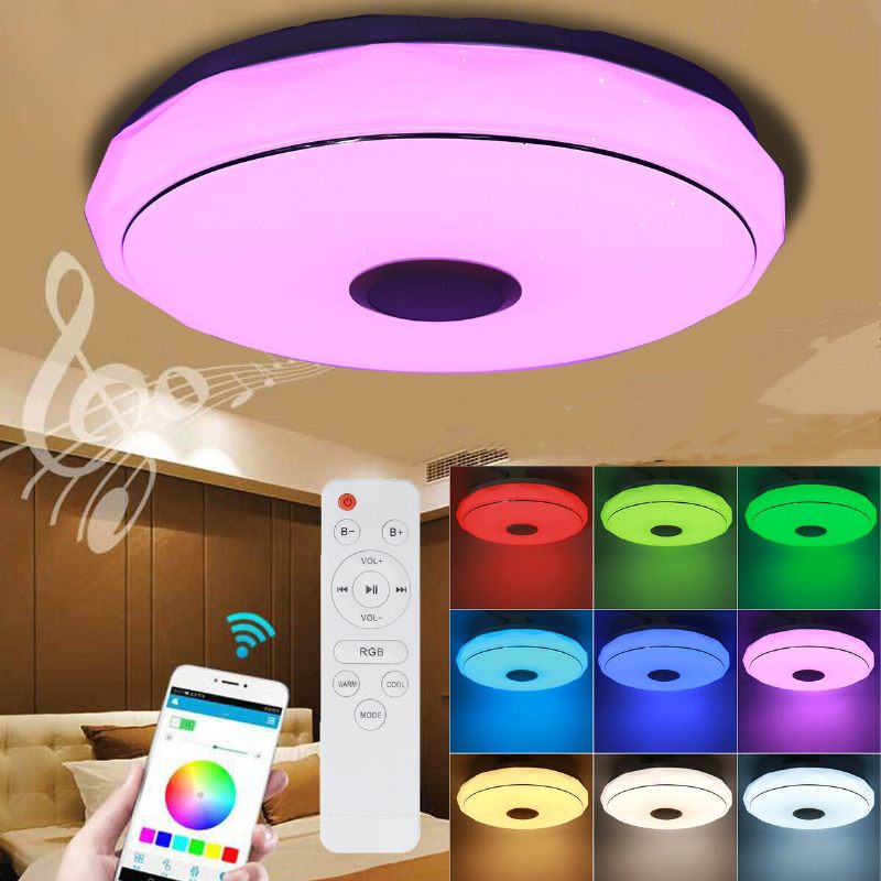 Moderna Rgb Led Stropna Svjetiljka Kućna Rasvjeta App Bluetooth Glazbeno Svjetlo Lampa Za Spavaću Sobu Pametna + Daljinski Upravljač