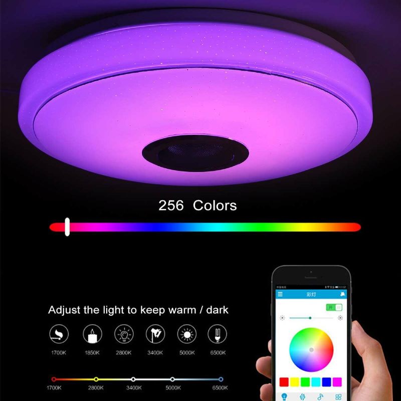 Moderna Rgb Led Stropna Svjetiljka Kućna Rasvjeta App Bluetooth Glazbeno Svjetlo Lampa Za Spavaću Sobu Pametna + Daljinski Upravljač