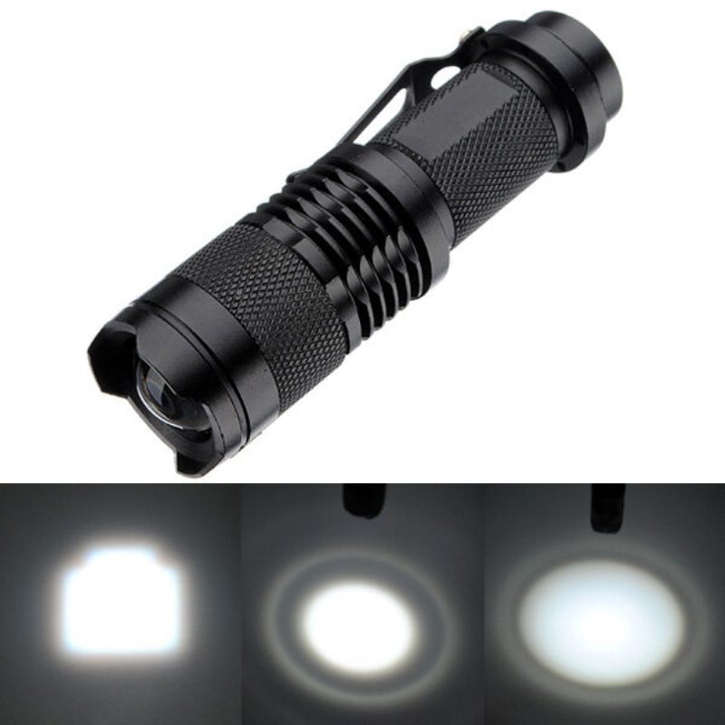 Q5 300lm Mini Led Svjetiljka S Mogućnošću Zumiranja Crna (1*aa/1*14500) Elfeland Telescopic Xpe 7w 3 Načina Rada + Taktička S